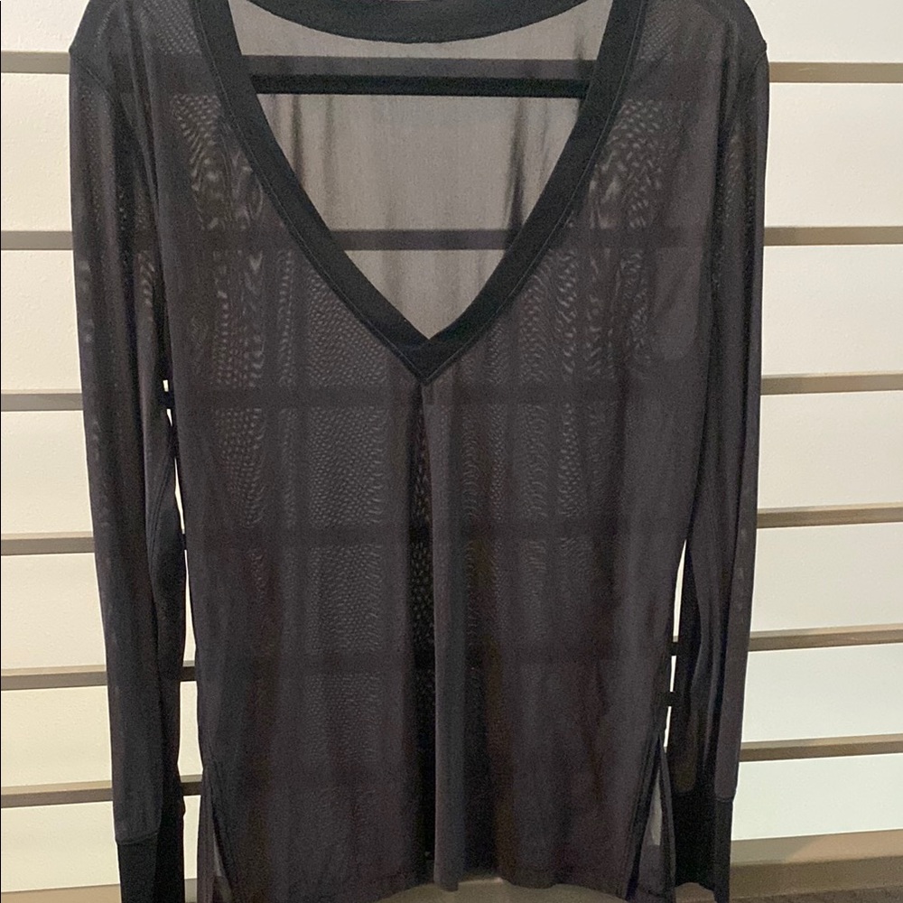 Lululemon Athletica Sheer Black Long Sleeve Tee